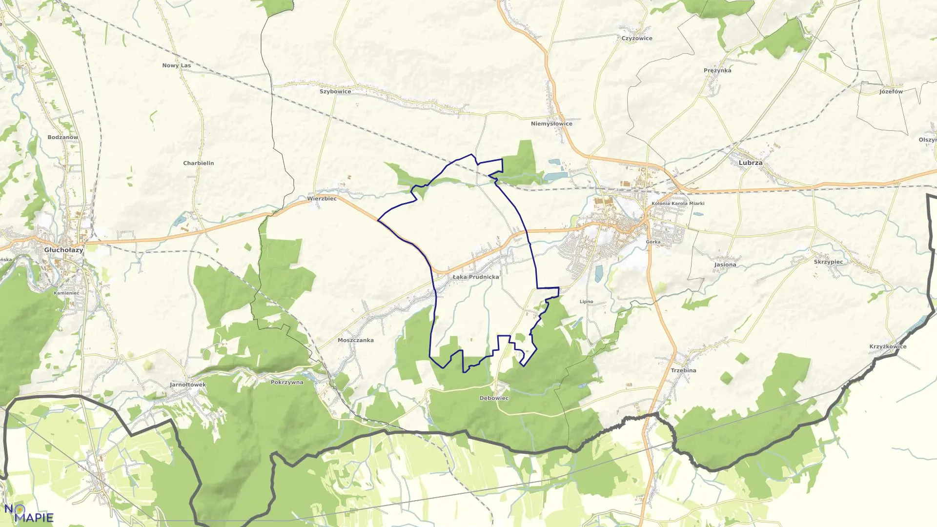 Mapa obrębu ŁĄKA PRUDNICKA w gminie Prudnik