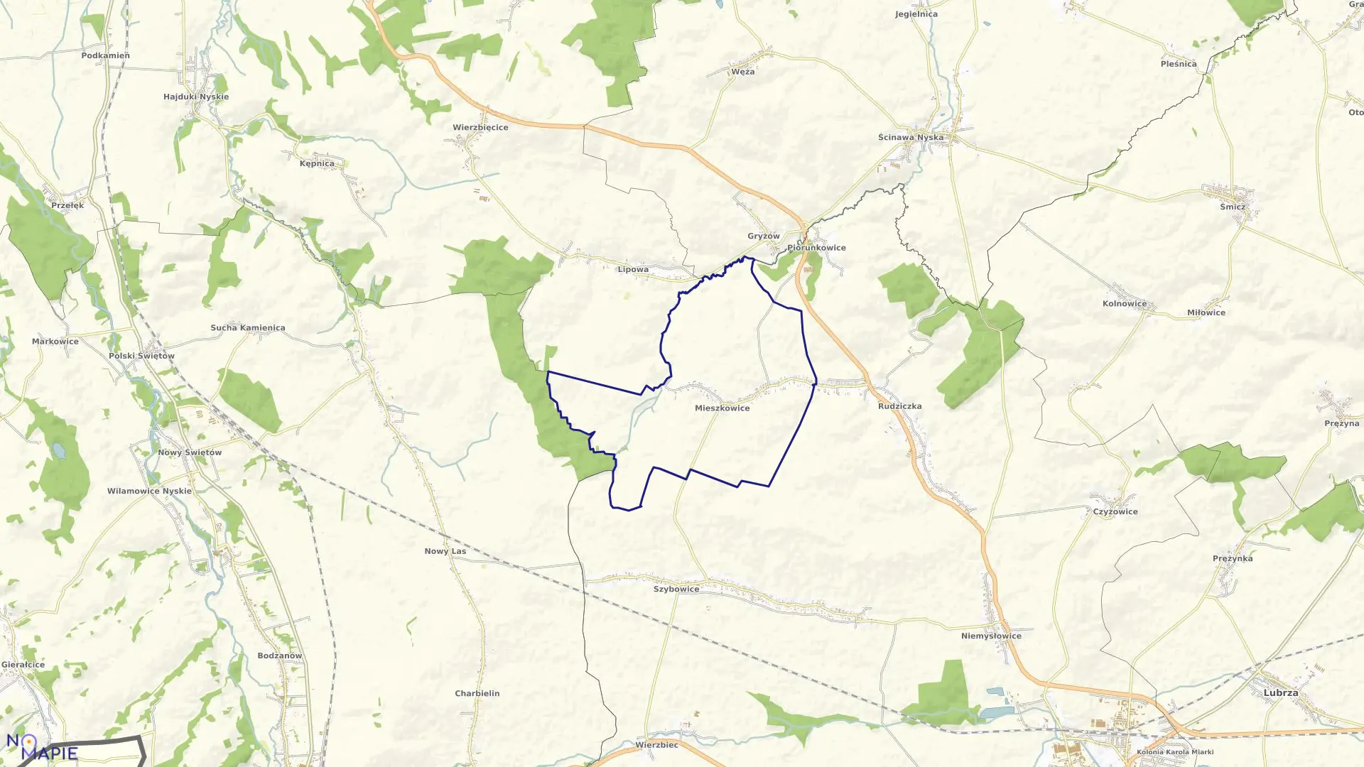 Mapa obrębu MIESZKOWICE w gminie Prudnik